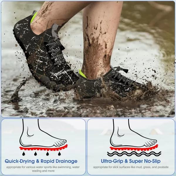 Builtin Heel Grips Water Shoes for Kids Girls Boys Hiking Wide Barefoot Swim Beach Pool Big KidMagic Black