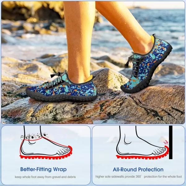 Builtin Heel Grips Water Shoes for Kids Girls Boys Hiking Wide Barefoot Swim Beach Pool Big KidMagic Blue