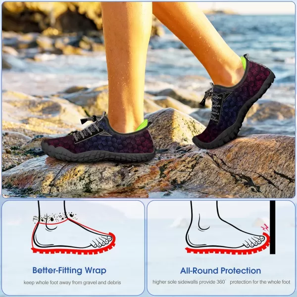 Builtin Heel Grips Water Shoes for Kids Girls Boys Hiking Wide Barefoot Swim Beach Pool Big KidMagic Honeycomb