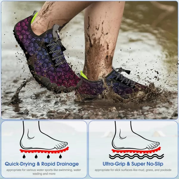 Builtin Heel Grips Water Shoes for Kids Girls Boys Hiking Wide Barefoot Swim Beach Pool Big KidMagic Honeycomb