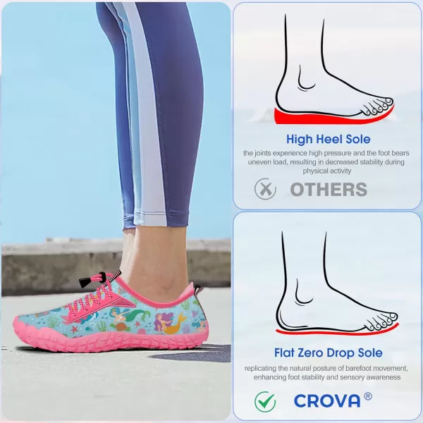 Builtin Heel Grips Water Shoes for Kids Girls Boys Hiking Wide Barefoot Swim Beach Pool Big KidMermaid Sisters