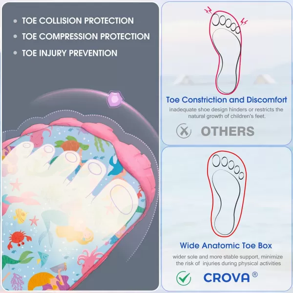 Builtin Heel Grips Water Shoes for Kids Girls Boys Hiking Wide Barefoot Swim Beach Pool Big KidMermaid Sisters