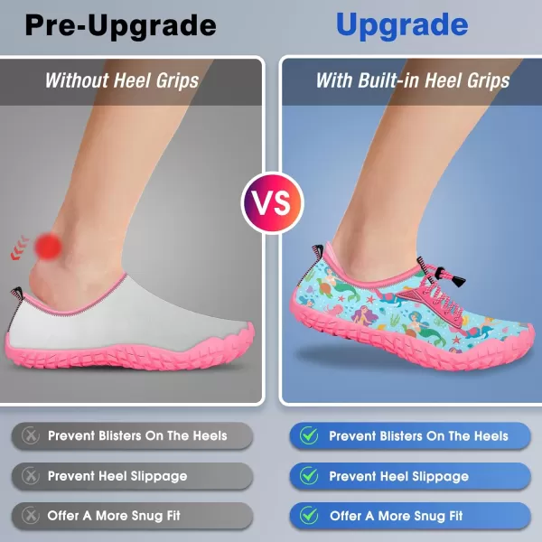 Builtin Heel Grips Water Shoes for Kids Girls Boys Hiking Wide Barefoot Swim Beach Pool Big KidMermaid Sisters