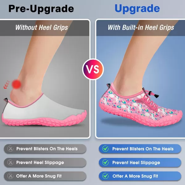 Builtin Heel Grips Water Shoes for Kids Girls Boys Hiking Wide Barefoot Swim Beach Pool Big KidPink Unicorn01