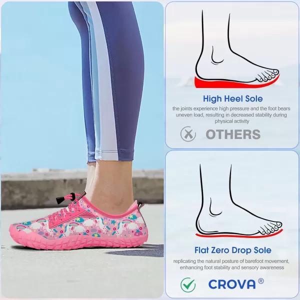 Builtin Heel Grips Water Shoes for Kids Girls Boys Hiking Wide Barefoot Swim Beach Pool Big KidPink Unicorn01