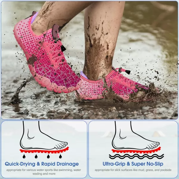 Builtin Heel Grips Water Shoes for Kids Girls Boys Hiking Wide Barefoot Swim Beach Pool Big KidPurple Melody