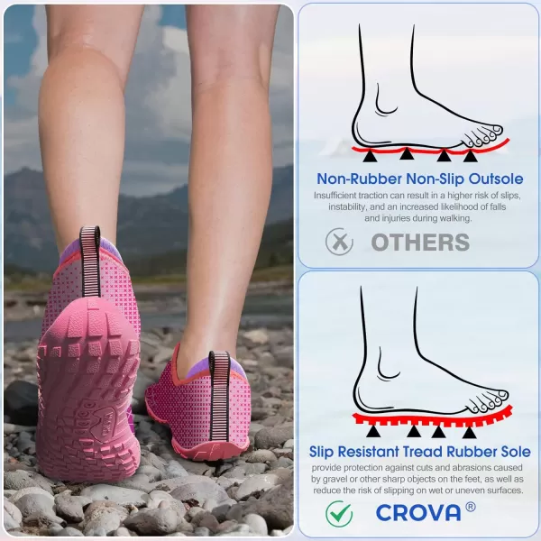Builtin Heel Grips Water Shoes for Kids Girls Boys Hiking Wide Barefoot Swim Beach Pool Big KidPurple Melody