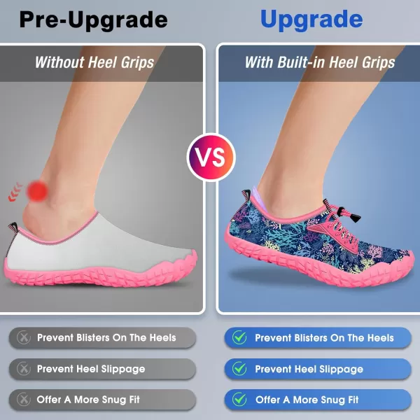 Builtin Heel Grips Water Shoes for Kids Girls Boys Hiking Wide Barefoot Swim Beach Pool Big KidRadiant Coral