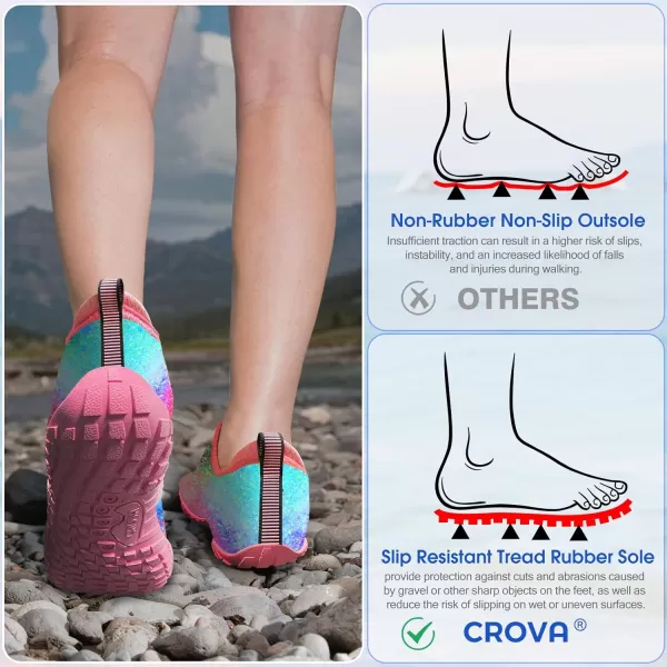 Builtin Heel Grips Water Shoes for Kids Girls Boys Hiking Wide Barefoot Swim Beach Pool Big KidRomantic Blue Pink