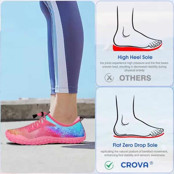 Builtin Heel Grips Water Shoes for Kids Girls Boys Hiking Wide Barefoot Swim Beach Pool Big KidRomantic Blue Pink