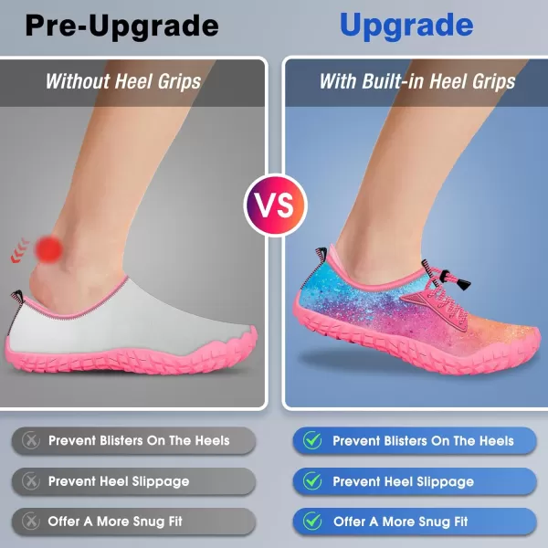 Builtin Heel Grips Water Shoes for Kids Girls Boys Hiking Wide Barefoot Swim Beach Pool Big KidRomantic Blue Pink