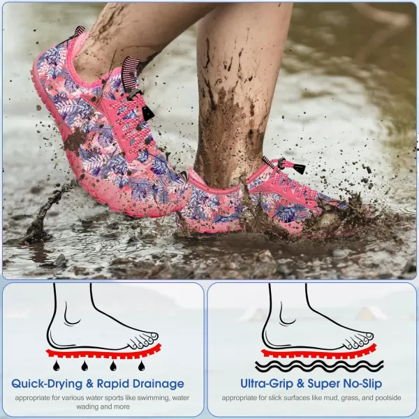 Builtin Heel Grips Water Shoes for Kids Girls Boys Hiking Wide Barefoot Swim Beach Pool Big KidSeaweeds