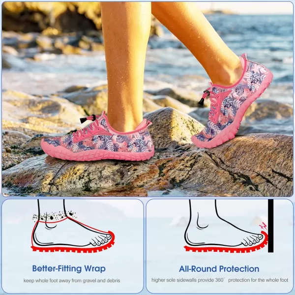 Builtin Heel Grips Water Shoes for Kids Girls Boys Hiking Wide Barefoot Swim Beach Pool Big KidSeaweeds