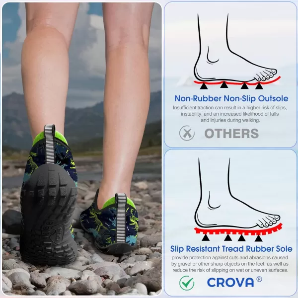 Builtin Heel Grips Water Shoes for Kids Girls Boys Hiking Wide Barefoot Swim Beach Pool Big KidSkeleton Dinosaur