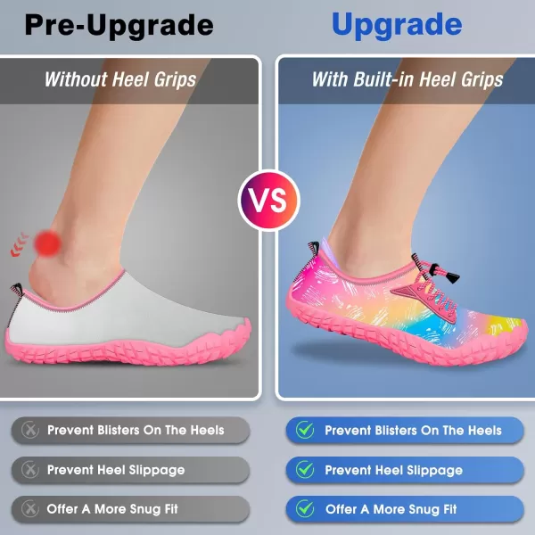 Builtin Heel Grips Water Shoes for Kids Girls Boys Hiking Wide Barefoot Swim Beach Pool Big KidSummer Rainbow