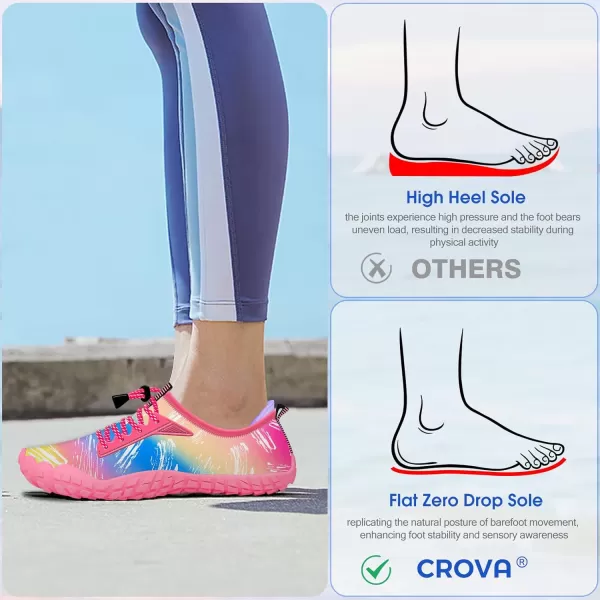 Builtin Heel Grips Water Shoes for Kids Girls Boys Hiking Wide Barefoot Swim Beach Pool Big KidSummer Rainbow
