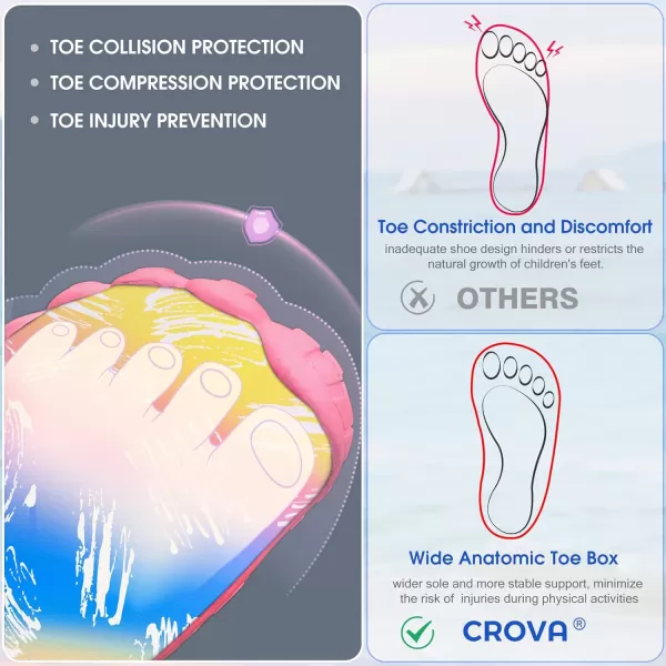 Builtin Heel Grips Water Shoes for Kids Girls Boys Hiking Wide Barefoot Swim Beach Pool Big KidSummer Rainbow