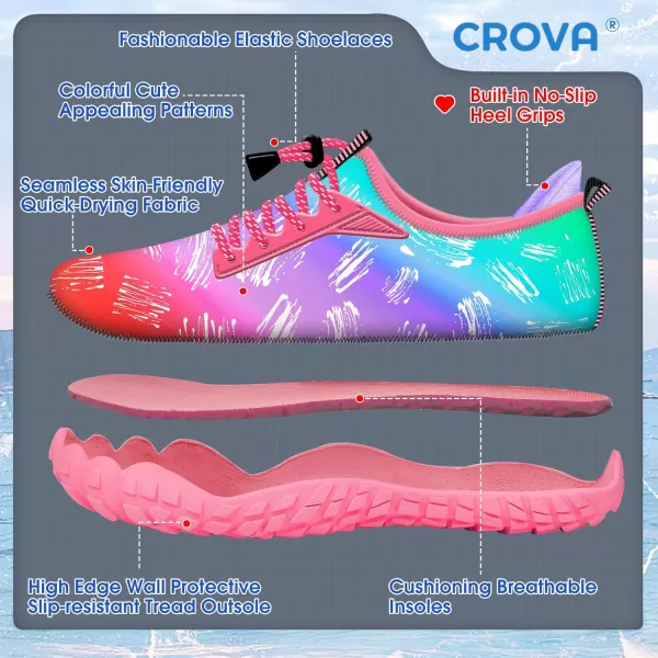 Builtin Heel Grips Water Shoes for Kids Girls Boys Hiking Wide Barefoot Swim Beach Pool Big KidSunshine Dance