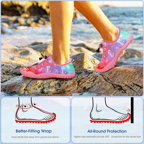 Builtin Heel Grips Water Shoes for Kids Girls Boys Hiking Wide Barefoot Swim Beach Pool Big KidSunshine Dance