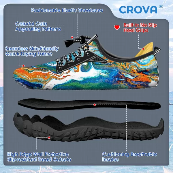 Builtin Heel Grips Water Shoes for Kids Girls Boys Hiking Wide Barefoot Swim Beach Pool Big KidVolcanic Lava
