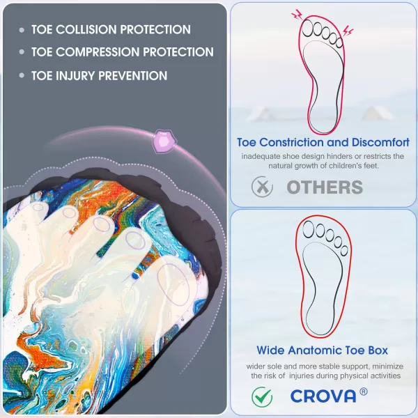 Builtin Heel Grips Water Shoes for Kids Girls Boys Hiking Wide Barefoot Swim Beach Pool Big KidVolcanic Lava