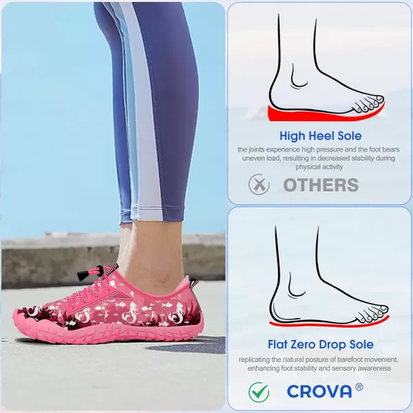 Builtin Heel Grips Water Shoes for Kids Girls Boys Hiking Wide Barefoot Swim Beach Pool Big KidWhite Mermaid