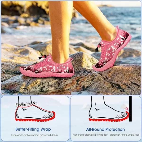 Builtin Heel Grips Water Shoes for Kids Girls Boys Hiking Wide Barefoot Swim Beach Pool Big KidWhite Mermaid