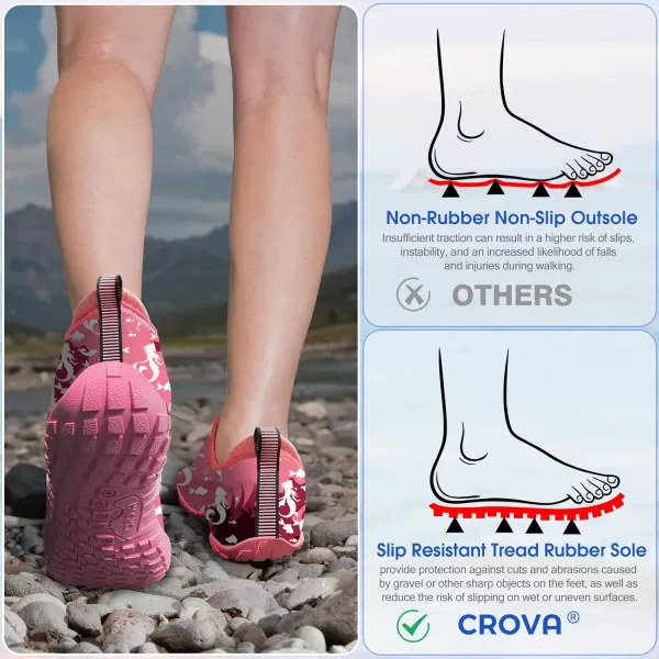 Builtin Heel Grips Water Shoes for Kids Girls Boys Hiking Wide Barefoot Swim Beach Pool Big KidWhite Mermaid