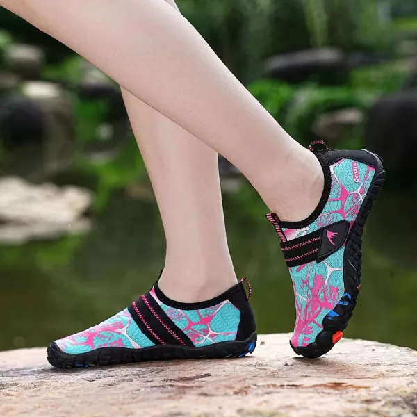 Quickshark Kids Water Shoes Boys Girls Barefoot Aqua Socks Outdoor Indoor Quick Dry Sandals Lightweight Slip On Walking Sneakers for Beach Pool Swim Little KidBig Kid6cyanPink