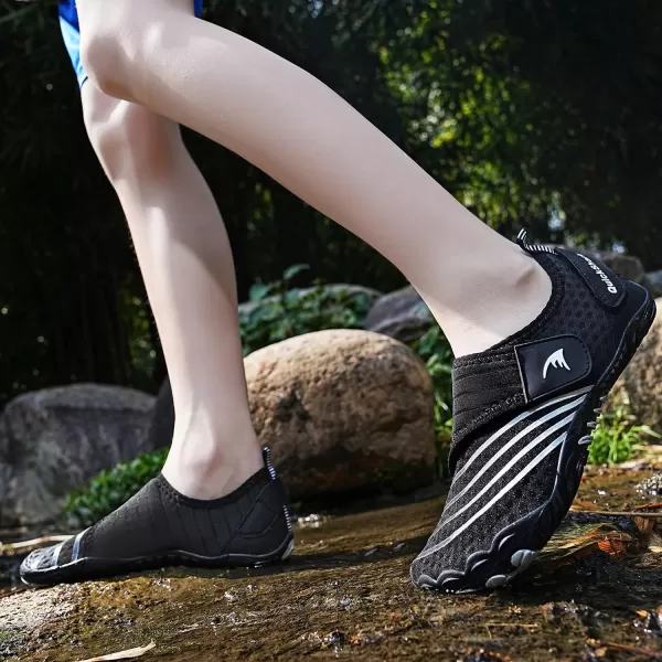 Quickshark Kids Water Shoes Boys Girls Barefoot Aqua Socks Outdoor Indoor Quick Dry Sandals Lightweight Slip On Walking Sneakers for Beach Pool Swim Little KidBig Kid2blackWhite