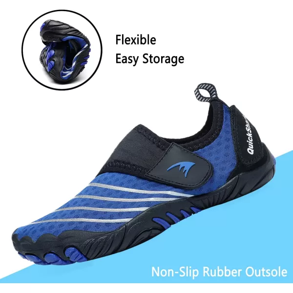 Quickshark Kids Water Shoes Boys Girls Barefoot Aqua Socks Outdoor Indoor Quick Dry Sandals Lightweight Slip On Walking Sneakers for Beach Pool Swim Little KidBig Kid2blueBlack