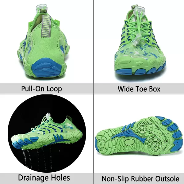 Quickshark Kids Water Shoes Boys Girls Barefoot Aqua Socks Outdoor Indoor Quick Dry Sandals Lightweight Slip On Walking Sneakers for Beach Pool Swim Little KidBig Kid3green