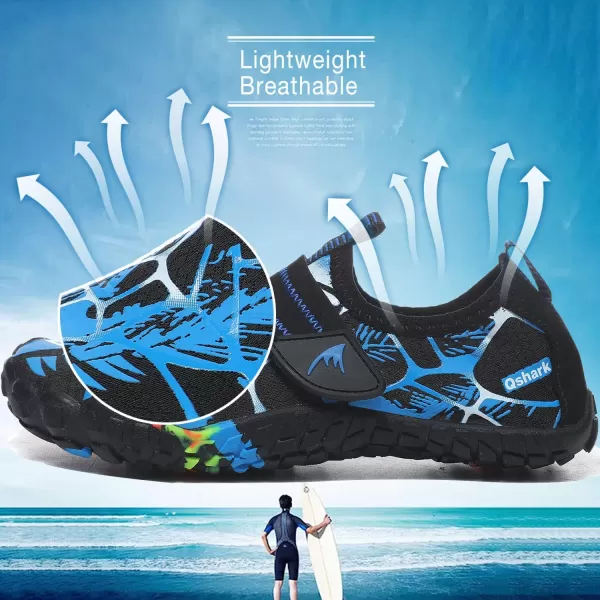 Quickshark Kids Water Shoes Boys Girls Barefoot Aqua Socks Outdoor Indoor Quick Dry Sandals Lightweight Slip On Walking Sneakers for Beach Pool Swim Little KidBig Kid6blackBlue