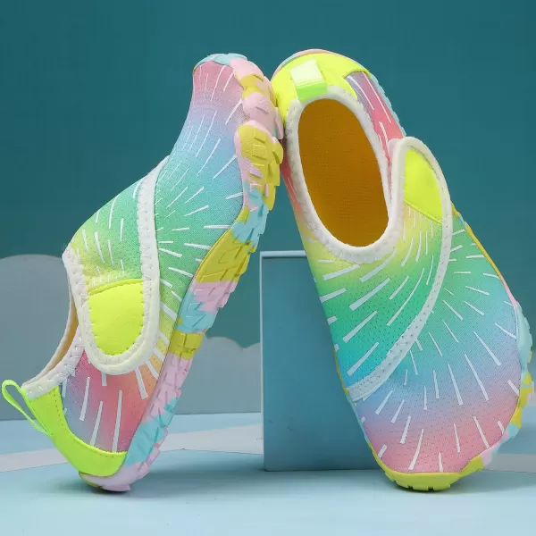 Quickshark Kids Water Shoes Boys Girls Barefoot Aqua Socks Outdoor Indoor Quick Dry Sandals Lightweight Slip On Walking Sneakers for Beach Pool Swim Little KidBig Kid12rainbow
