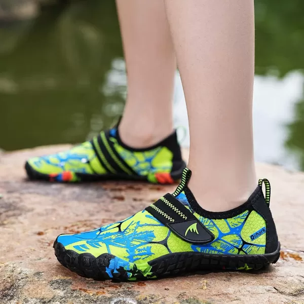 Quickshark Kids Water Shoes Boys Girls Barefoot Aqua Socks Outdoor Indoor Quick Dry Sandals Lightweight Slip On Walking Sneakers for Beach Pool Swim Little KidBig Kid6greenBlue