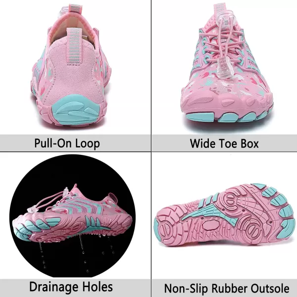 Quickshark Kids Water Shoes Boys Girls Barefoot Aqua Socks Outdoor Indoor Quick Dry Sandals Lightweight Slip On Walking Sneakers for Beach Pool Swim Little KidBig Kid3pink