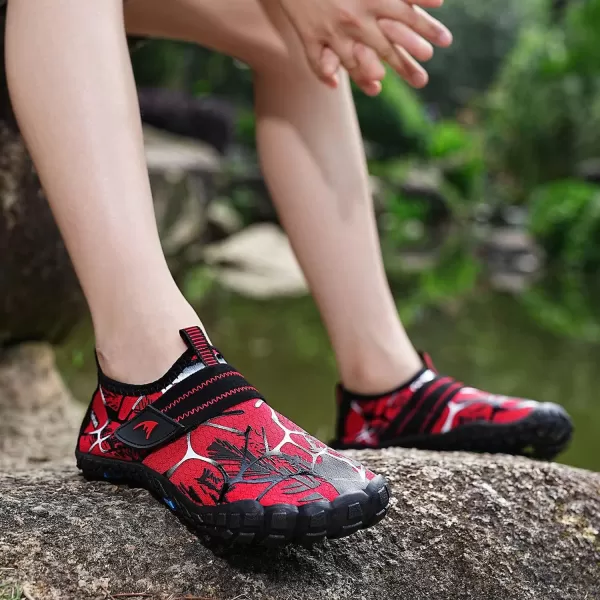 Quickshark Kids Water Shoes Boys Girls Barefoot Aqua Socks Outdoor Indoor Quick Dry Sandals Lightweight Slip On Walking Sneakers for Beach Pool Swim Little KidBig Kid6redBlack