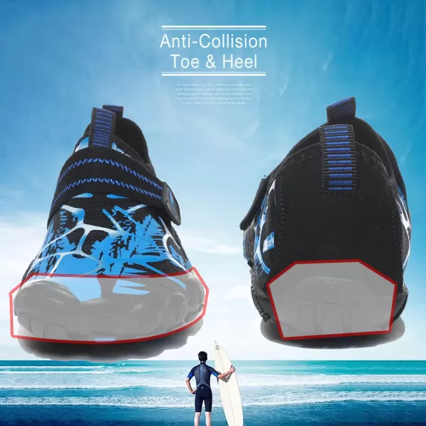 Quickshark Kids Water Shoes Boys Girls Barefoot Aqua Socks Outdoor Indoor Quick Dry Sandals Lightweight Slip On Walking Sneakers for Beach Pool Swim Little KidBig Kid6blackBlue