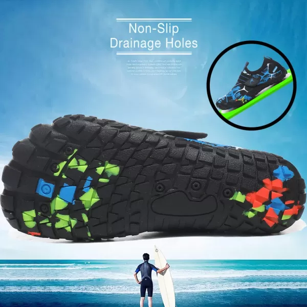 Quickshark Kids Water Shoes Boys Girls Barefoot Aqua Socks Outdoor Indoor Quick Dry Sandals Lightweight Slip On Walking Sneakers for Beach Pool Swim Little KidBig Kid6blackBlue