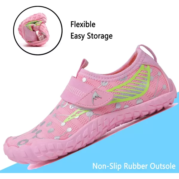 Quickshark Kids Water Shoes Boys Girls Barefoot Aqua Socks Outdoor Indoor Quick Dry Sandals Lightweight Slip On Walking Sneakers for Beach Pool Swim Little KidBig Kid7pink