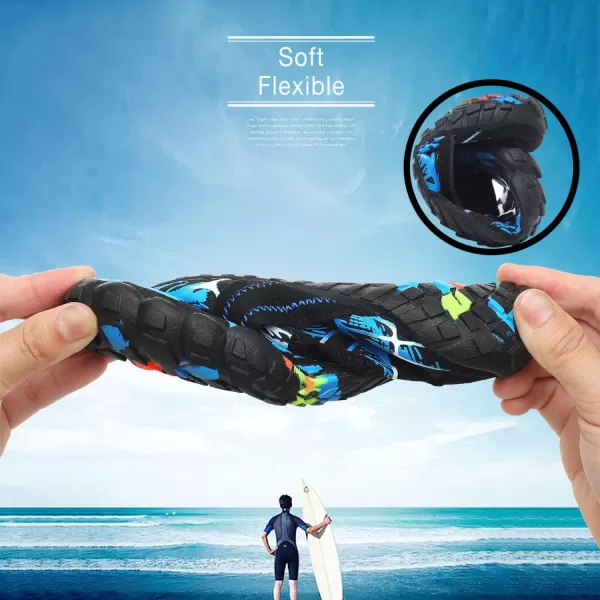 Quickshark Kids Water Shoes Boys Girls Barefoot Aqua Socks Outdoor Indoor Quick Dry Sandals Lightweight Slip On Walking Sneakers for Beach Pool Swim Little KidBig Kid6blackBlue