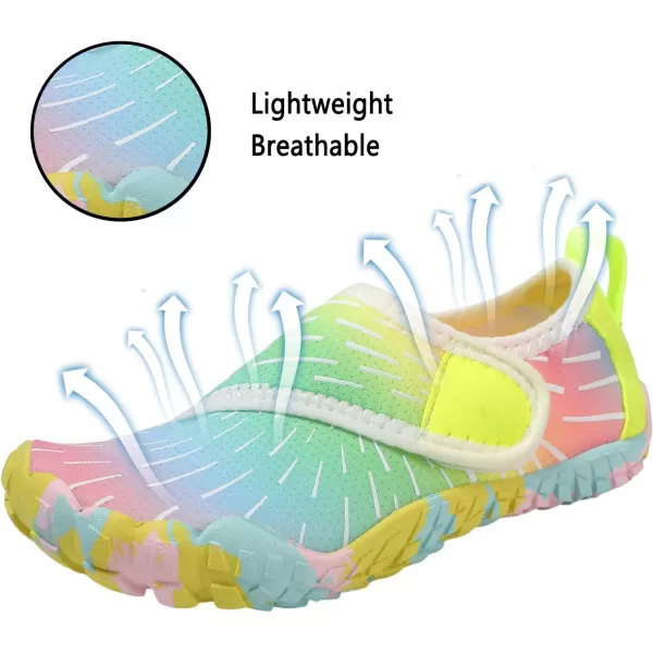 Quickshark Kids Water Shoes Boys Girls Barefoot Aqua Socks Outdoor Indoor Quick Dry Sandals Lightweight Slip On Walking Sneakers for Beach Pool Swim Little KidBig Kid12rainbow