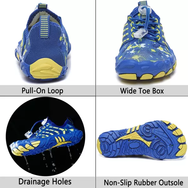 Quickshark Kids Water Shoes Boys Girls Barefoot Aqua Socks Outdoor Indoor Quick Dry Sandals Lightweight Slip On Walking Sneakers for Beach Pool Swim Little KidBig Kid3blue