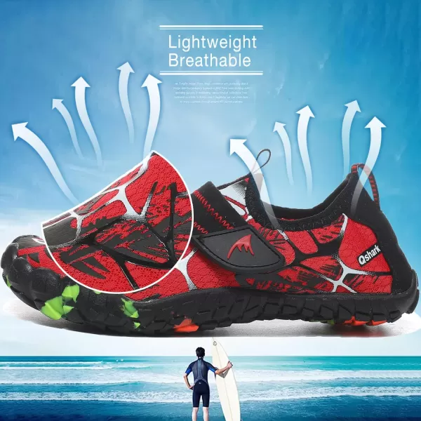 Quickshark Kids Water Shoes Boys Girls Barefoot Aqua Socks Outdoor Indoor Quick Dry Sandals Lightweight Slip On Walking Sneakers for Beach Pool Swim Little KidBig Kid6redBlack