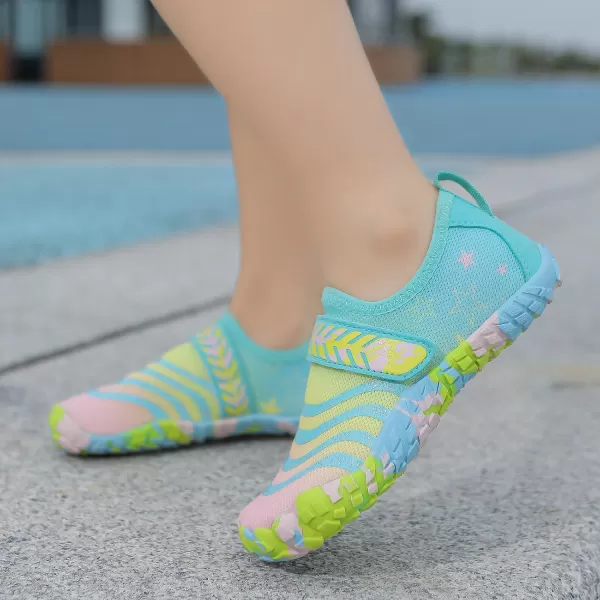 Quickshark Kids Water Shoes Boys Girls Barefoot Aqua Socks Outdoor Indoor Quick Dry Sandals Lightweight Slip On Walking Sneakers for Beach Pool Swim Little KidBig Kid11cyan