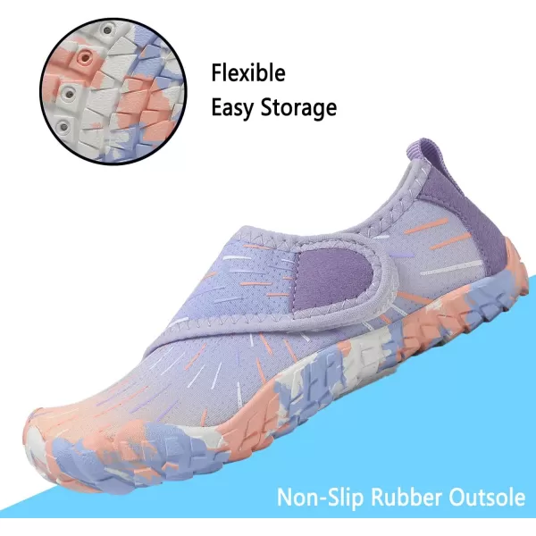Quickshark Kids Water Shoes Boys Girls Barefoot Aqua Socks Outdoor Indoor Quick Dry Sandals Lightweight Slip On Walking Sneakers for Beach Pool Swim Little KidBig Kid12purple