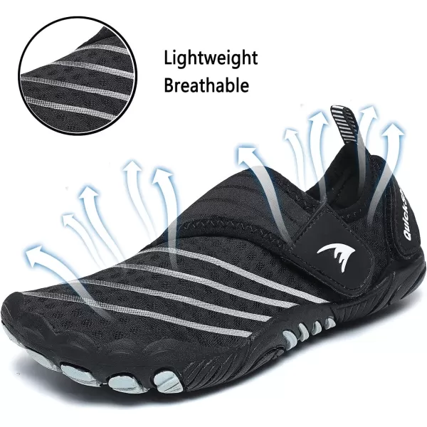 Quickshark Kids Water Shoes Boys Girls Barefoot Aqua Socks Outdoor Indoor Quick Dry Sandals Lightweight Slip On Walking Sneakers for Beach Pool Swim Little KidBig Kid2blackWhite