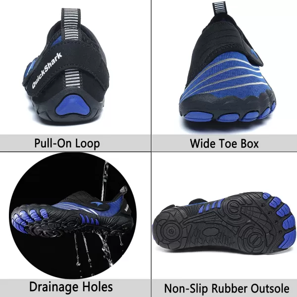 Quickshark Kids Water Shoes Boys Girls Barefoot Aqua Socks Outdoor Indoor Quick Dry Sandals Lightweight Slip On Walking Sneakers for Beach Pool Swim Little KidBig Kid2blueBlack