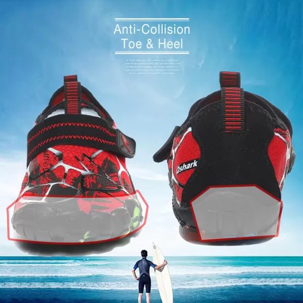 Quickshark Kids Water Shoes Boys Girls Barefoot Aqua Socks Outdoor Indoor Quick Dry Sandals Lightweight Slip On Walking Sneakers for Beach Pool Swim Little KidBig Kid6redBlack