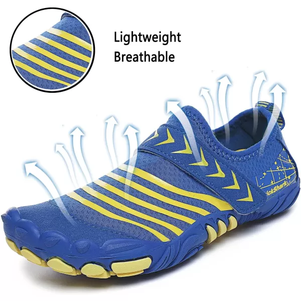 Quickshark Kids Water Shoes Boys Girls Barefoot Aqua Socks Outdoor Indoor Quick Dry Sandals Lightweight Slip On Walking Sneakers for Beach Pool Swim Little KidBig Kid1blueYellow